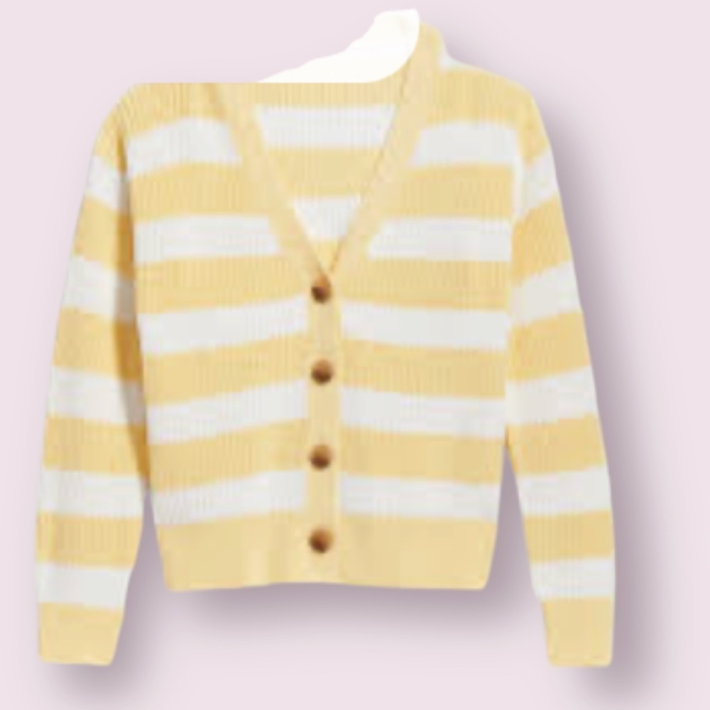⭐️Striped Lightweight Shaker-Stitch Art Coquette Hipster Hippie Cardigan Sweater